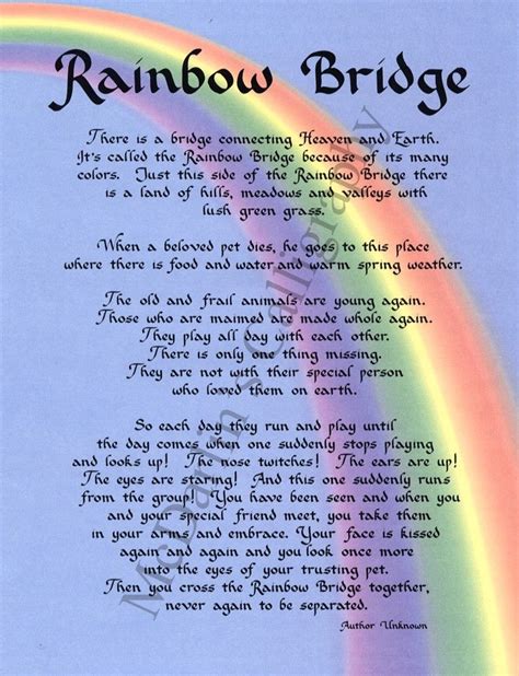 Poem Rainbow Bridge Printable